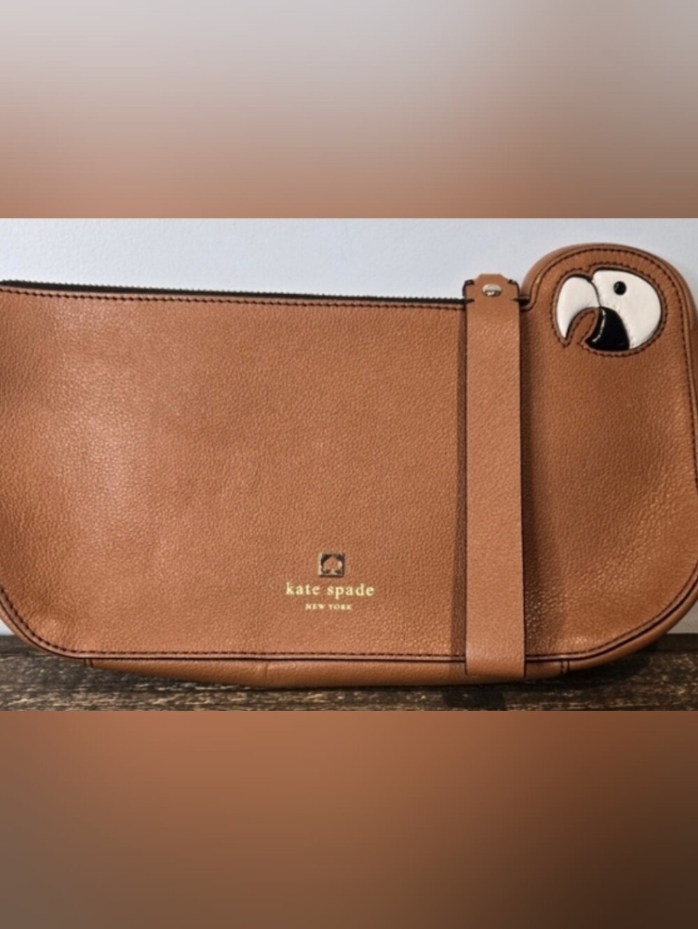 Kate Spade Novelty Parrot Wristlet Clutch Multicolor Leather Zip Pouch Rare - Picture 2 of 7